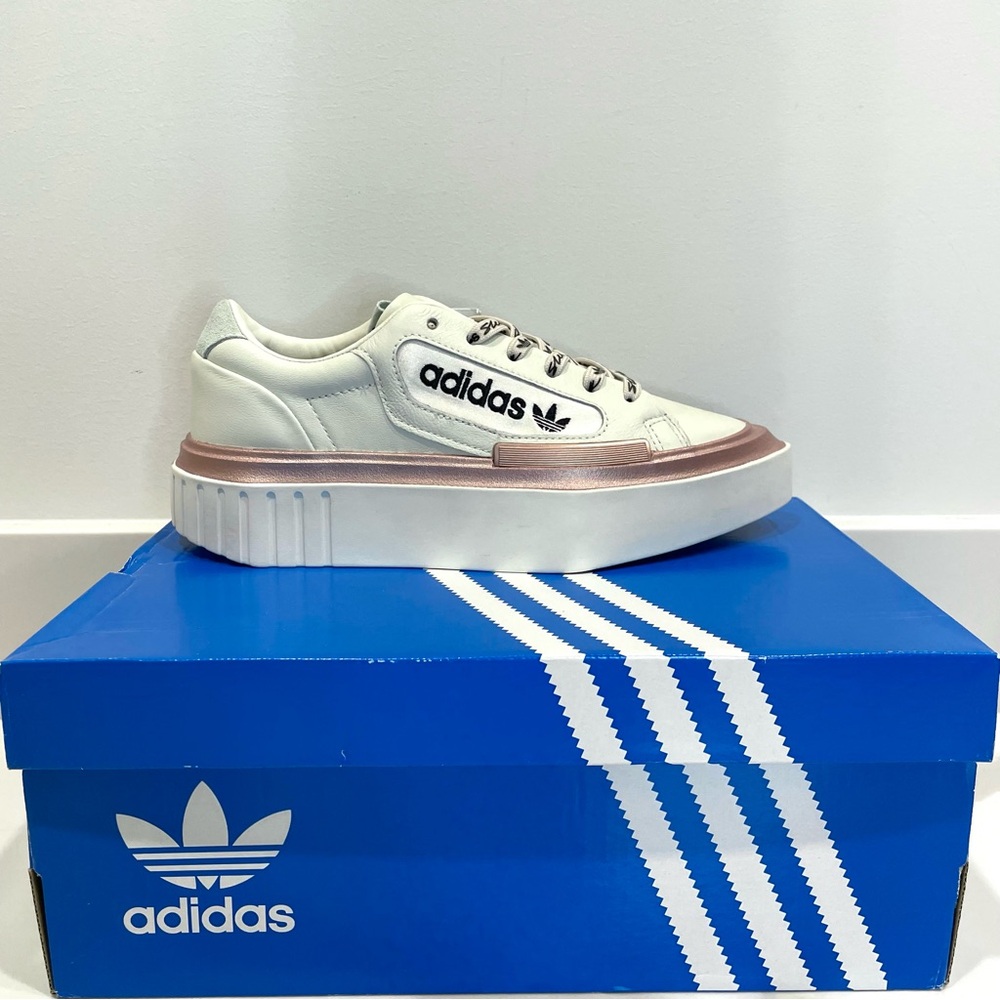 Adidas Women’s Hypersleek Platform Sneaker In White & Rose Gold